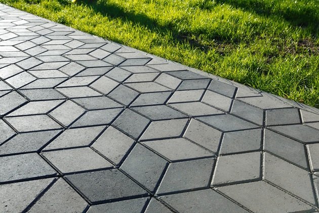 Outdoor patio with decorative stamped concrete